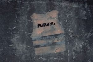 Napis 'przyszłość" na kamizelce